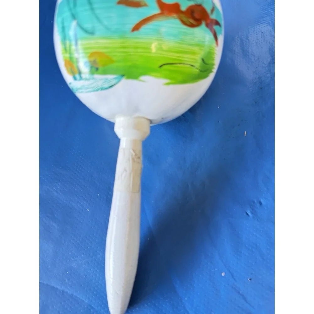 Vintage Hand Painted Wooden Tropical Fish Maraca Rattle Decor